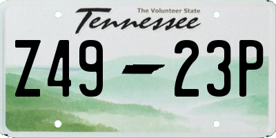 TN license plate Z4923P