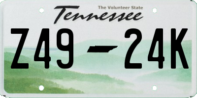 TN license plate Z4924K