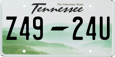 TN license plate Z4924U