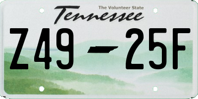 TN license plate Z4925F