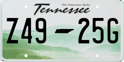 TN license plate Z4925G