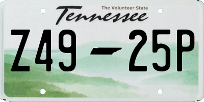 TN license plate Z4925P