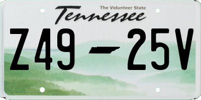 TN license plate Z4925V