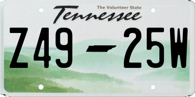TN license plate Z4925W
