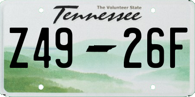 TN license plate Z4926F