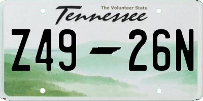 TN license plate Z4926N
