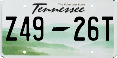 TN license plate Z4926T