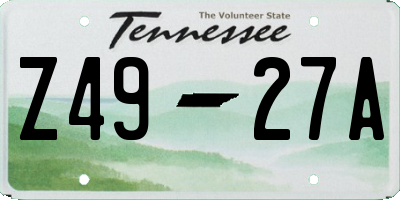 TN license plate Z4927A