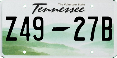 TN license plate Z4927B