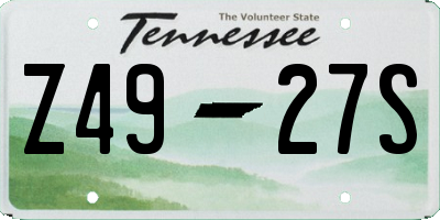 TN license plate Z4927S