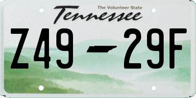 TN license plate Z4929F