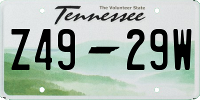 TN license plate Z4929W