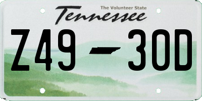 TN license plate Z4930D
