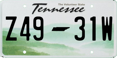 TN license plate Z4931W