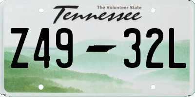 TN license plate Z4932L