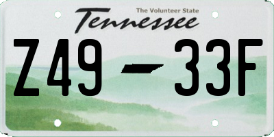TN license plate Z4933F