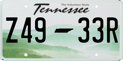 TN license plate Z4933R