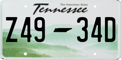 TN license plate Z4934D