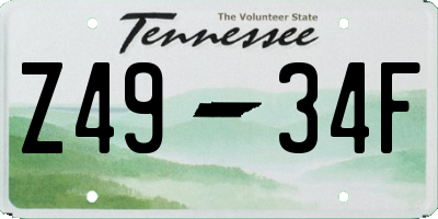 TN license plate Z4934F