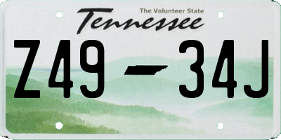 TN license plate Z4934J