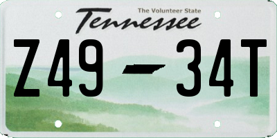 TN license plate Z4934T