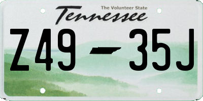 TN license plate Z4935J