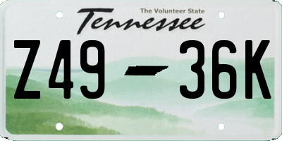 TN license plate Z4936K