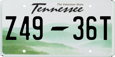 TN license plate Z4936T