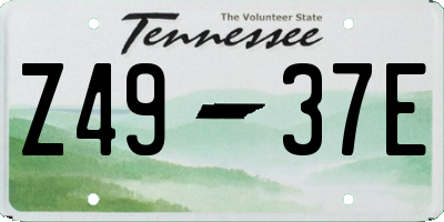 TN license plate Z4937E