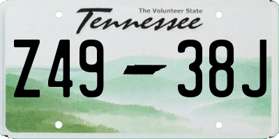 TN license plate Z4938J