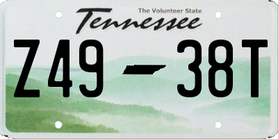 TN license plate Z4938T