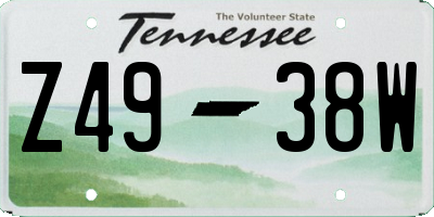 TN license plate Z4938W