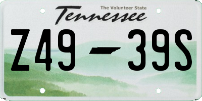 TN license plate Z4939S
