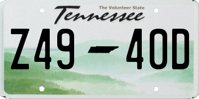 TN license plate Z4940D