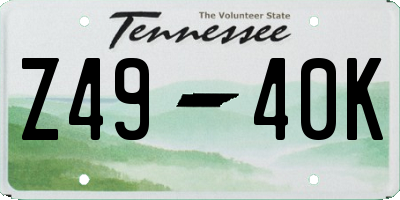 TN license plate Z4940K