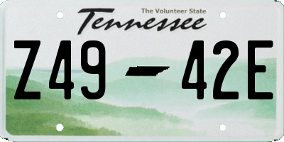 TN license plate Z4942E