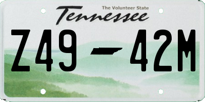TN license plate Z4942M