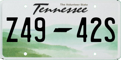 TN license plate Z4942S