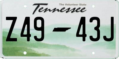 TN license plate Z4943J