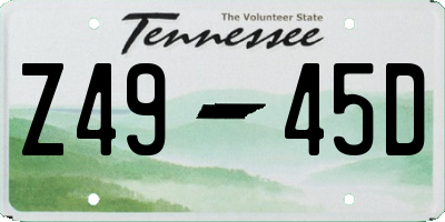 TN license plate Z4945D