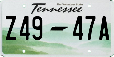 TN license plate Z4947A
