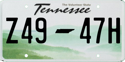 TN license plate Z4947H
