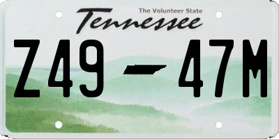 TN license plate Z4947M