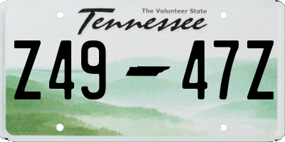 TN license plate Z4947Z