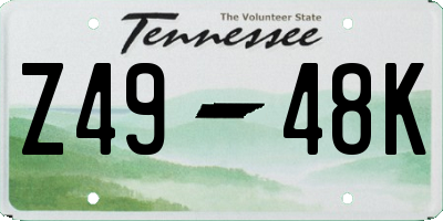 TN license plate Z4948K