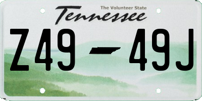 TN license plate Z4949J