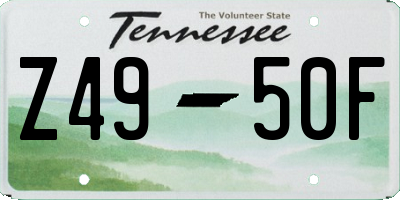 TN license plate Z4950F