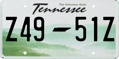 TN license plate Z4951Z