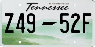 TN license plate Z4952F