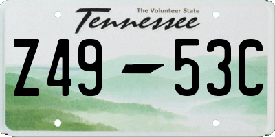 TN license plate Z4953C